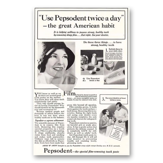 1931 Pepsodent Use Pepsodent Twice a Day Vintage Magazine Print Ad