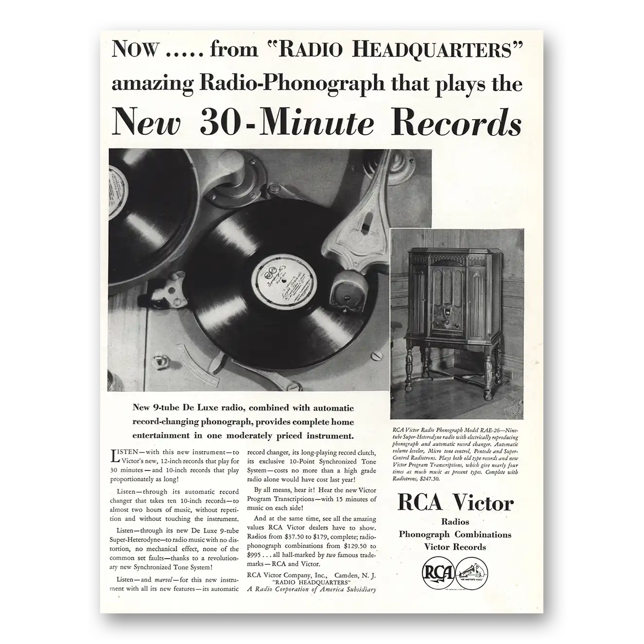 1931 RCA Victor Records 30 Minute Records Vintage Magazine Print Ad