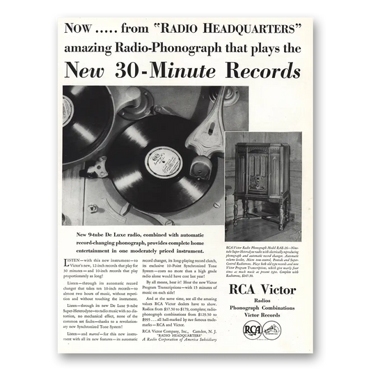 1931 RCA Victor Records 30 Minute Records Vintage Magazine Print Ad