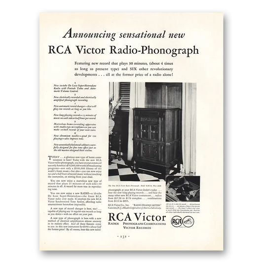 1931 RCA Victor Phonograph Radio Radio Phonograph Sensational Vintage Magazine Print Ad