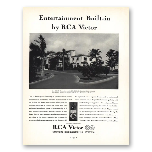 1931 RCA Victor Star Island Florida Vintage Magazine Print Ad