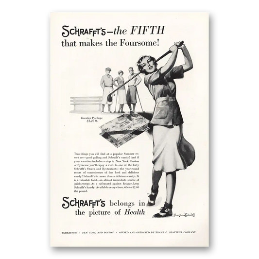 1931 Schraffts Candy Fifth Makes the Foursome Vintage Magazine Print Ad