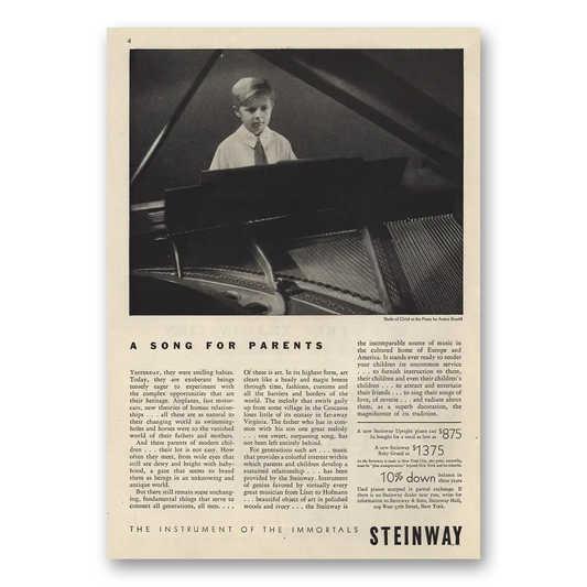 1931 Steinway Piano A Song For Parents Vintage Magazine Print Ad