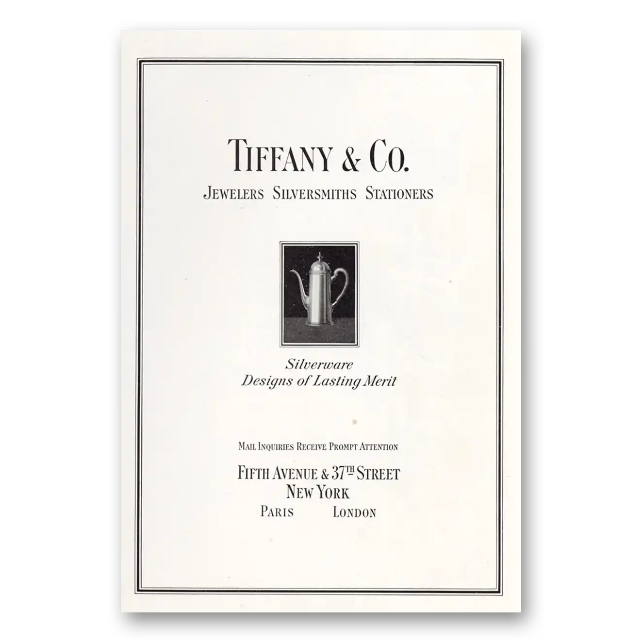 1931 Tiffany & Co Silverware Designs of Lasting Vintage Magazine Print Ad