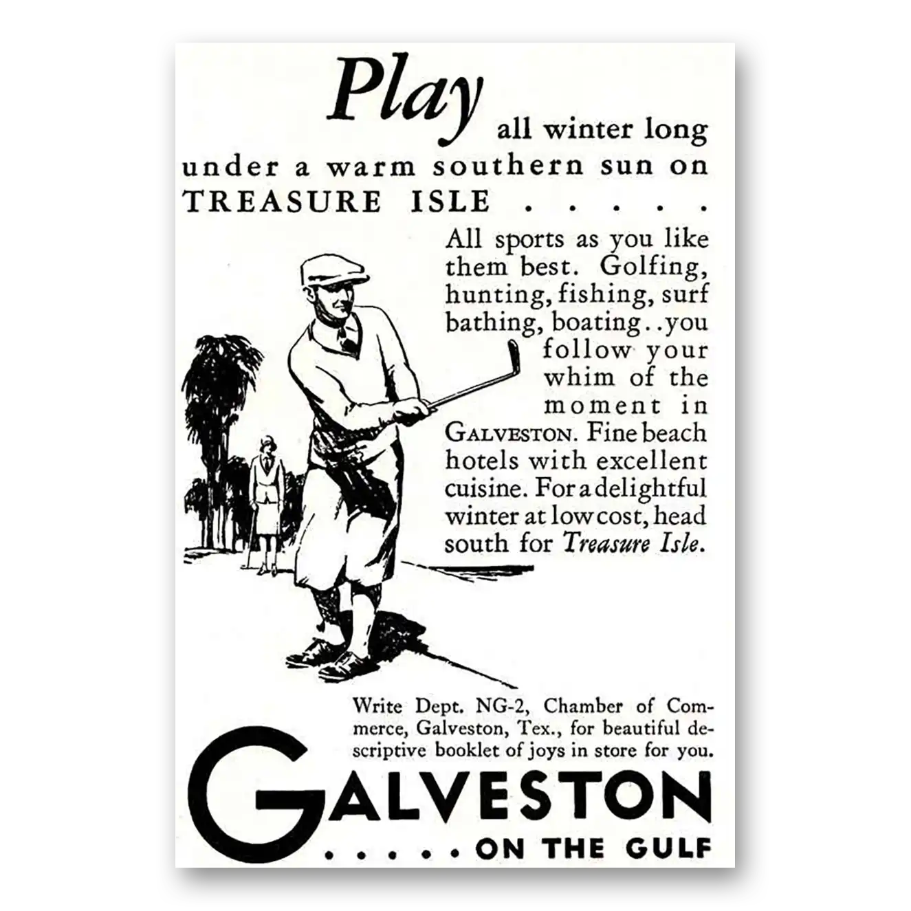 1931 Galveston Texas Play All Winter Long Vintage Magazine Print Ad