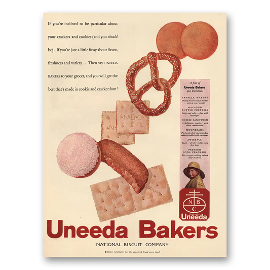 1931 Uneeda Bakers Inclined To Be Particular Vintage Magazine Print Ad