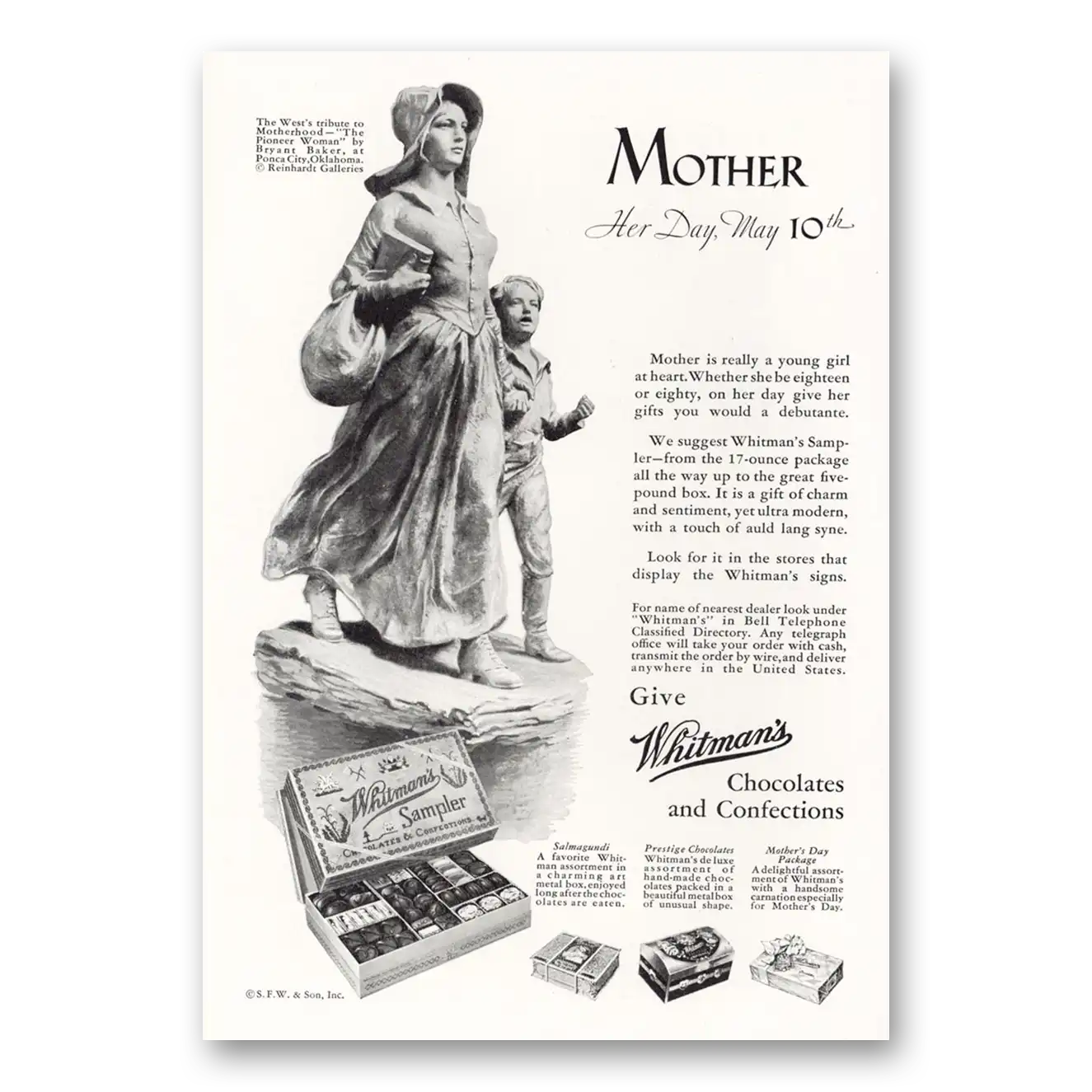 1931 Whitmans Chocolates Mothers Day Vintage Magazine Print Ad