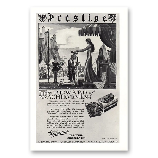 1931 Whitmans Chocolates Prestige Chocolates Reward of Achievement Vintage Magazine Print Ad