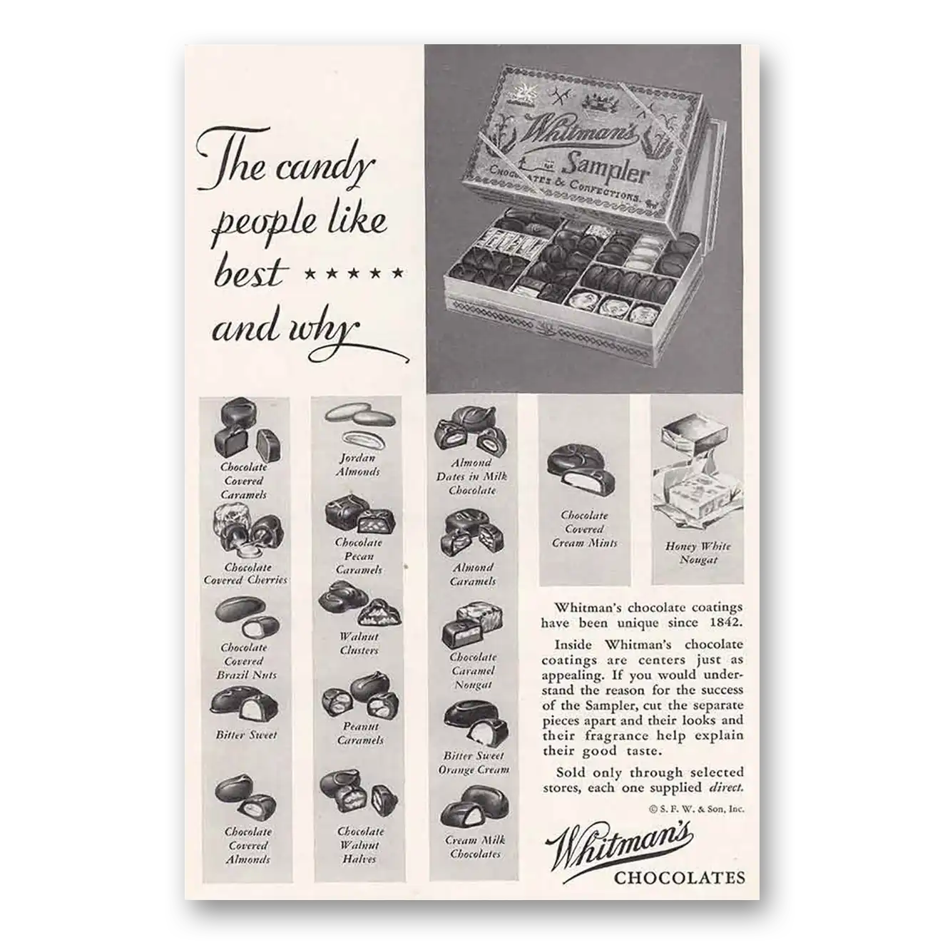 1931 Whitmans Chocolates Candy People Like Best and Why Vintage Magazine Print Ad