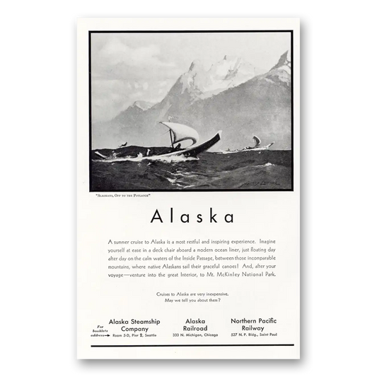 1932 Alaska Alaskans Off To the Potlatch Vintage Magazine Print Ad