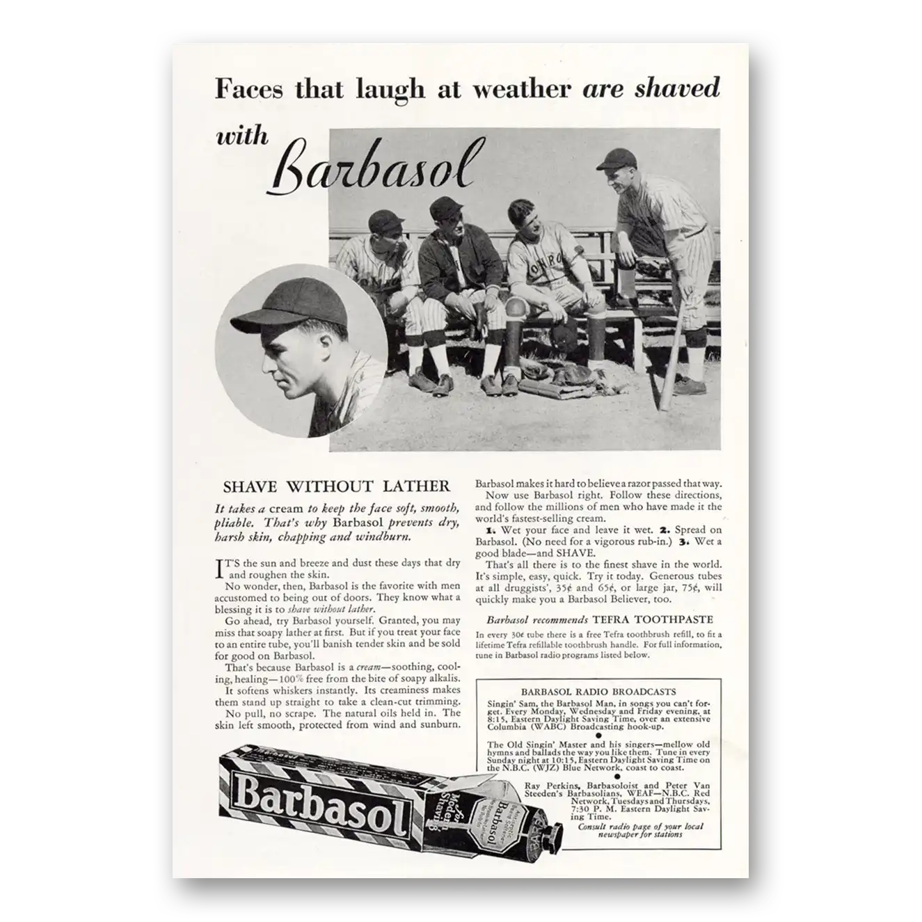 1932 Barbasol Shaving Cream Faces That Laugh Vintage Magazine Print Ad