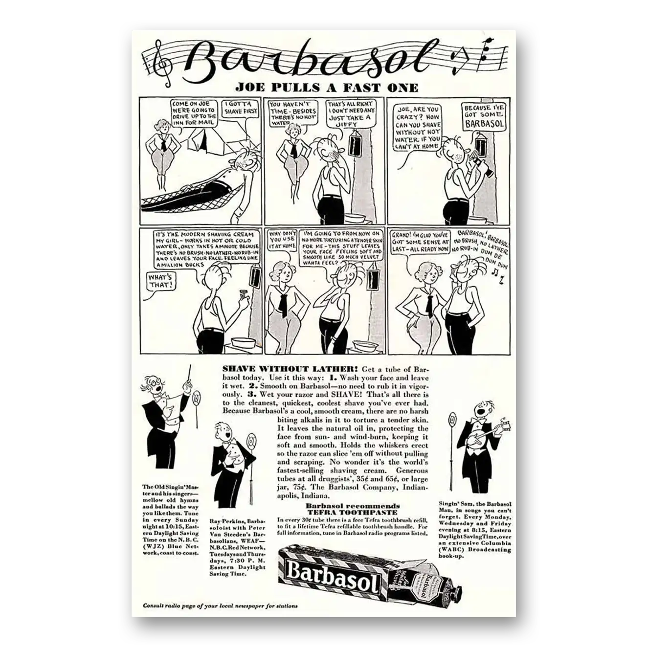 1932 Barbasol Shaving Cream Joe Pulls a Fast One Vintage Magazine Print Ad