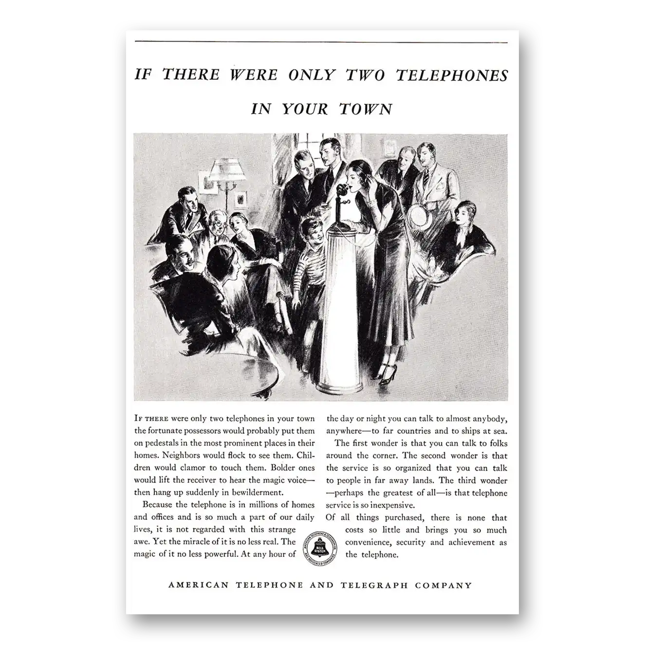 1932 American Telephone There Were Only Two Telephones In Your Town Vintage Magazine Print Ad