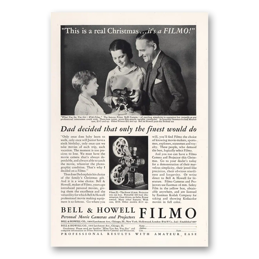 1932 Filmo Camera This is a Real Christmas Vintage Magazine Print Ad