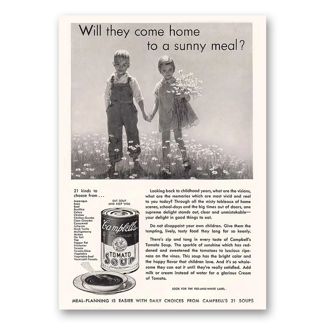 1932 Campbells Tomato Soup Sunny Meal Vintage Magazine Print Ad