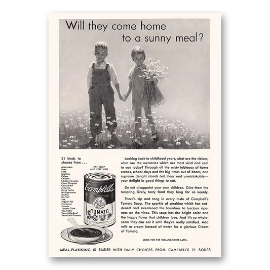 1932 Campbells Tomato Soup Sunny Meal Vintage Magazine Print Ad