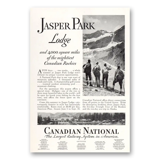 1932 Canadian National Railways Jasper Park Lodge Vintage Magazine Print Ad