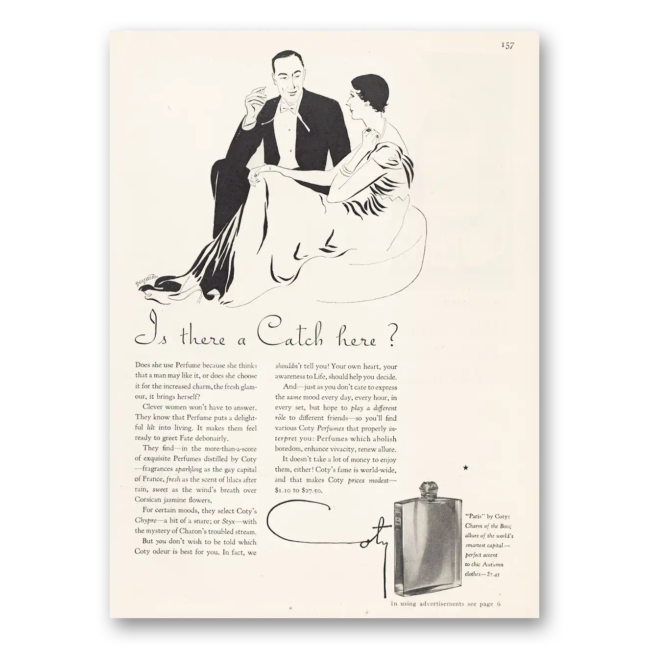 1932 Coty Perfume Is There a Catch Here Vintage Magazine Print Ad