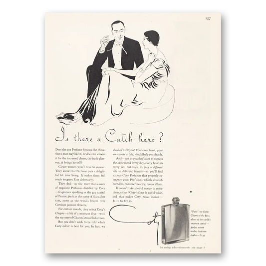 1932 Coty Perfume Is There a Catch Here Vintage Magazine Print Ad