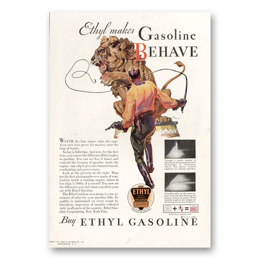 1932 Ethyl Gasoline Makes Gasoline Behave Vintage Magazine Print Ad