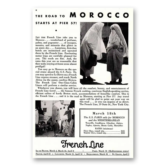 1932 French Line Morocco Vintage Magazine Print Ad