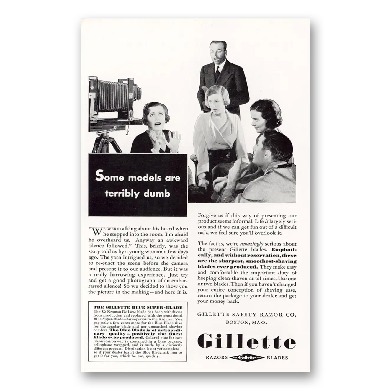 1932 Gillette Razor Blades Some Models Are Terribly Dumb Vintage Magazine Print Ad