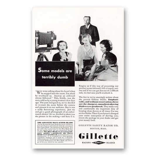 1932 Gillette Razor Blades Some Models Are Terribly Dumb Vintage Magazine Print Ad