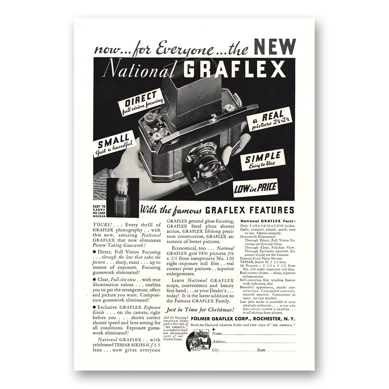 1932 Graflex Cameras National Graflex Now for Everyone Vintage Magazine Print Ad