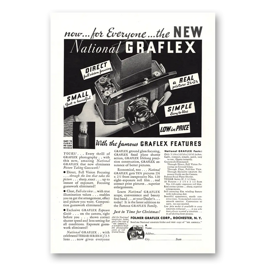 1932 Graflex Cameras National Graflex Now for Everyone Vintage Magazine Print Ad