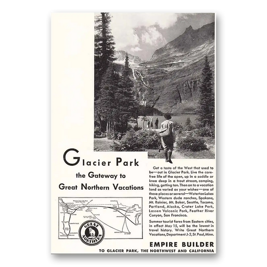 1932 Great Northern Railway Glacier Park Gateway Vintage Magazine Print Ad