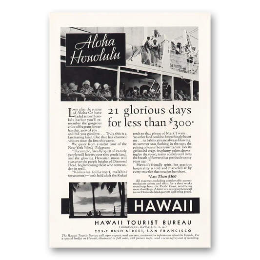 1932 Hawaii Aloha Honolulu Vintage Magazine Print Ad