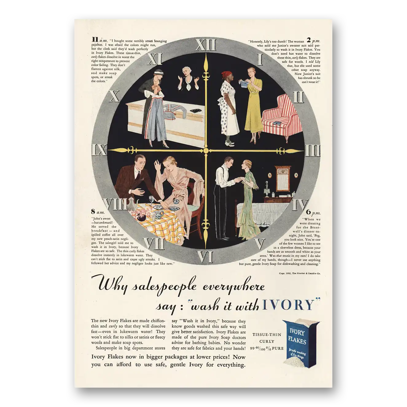 1932 Ivory Flakes Sales People Everywhere Say Wash It With Ivory Vintage Magazine Print Ad