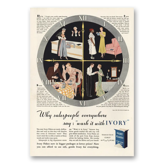 1932 Ivory Flakes Sales People Everywhere Say Wash It With Ivory Vintage Magazine Print Ad