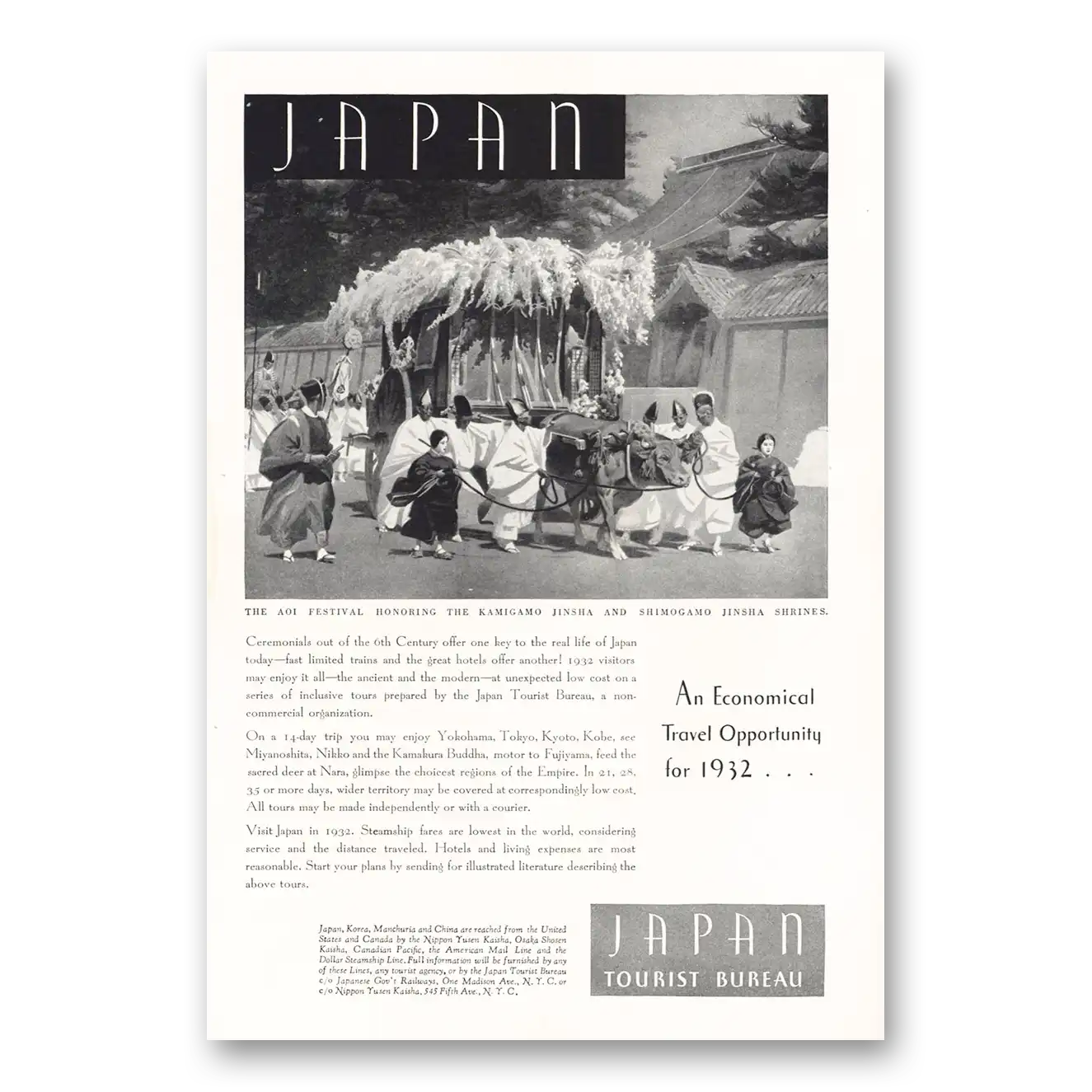 1932 Japan Aoi Festival Kamigamo Jinsha Vintage Magazine Print Ad