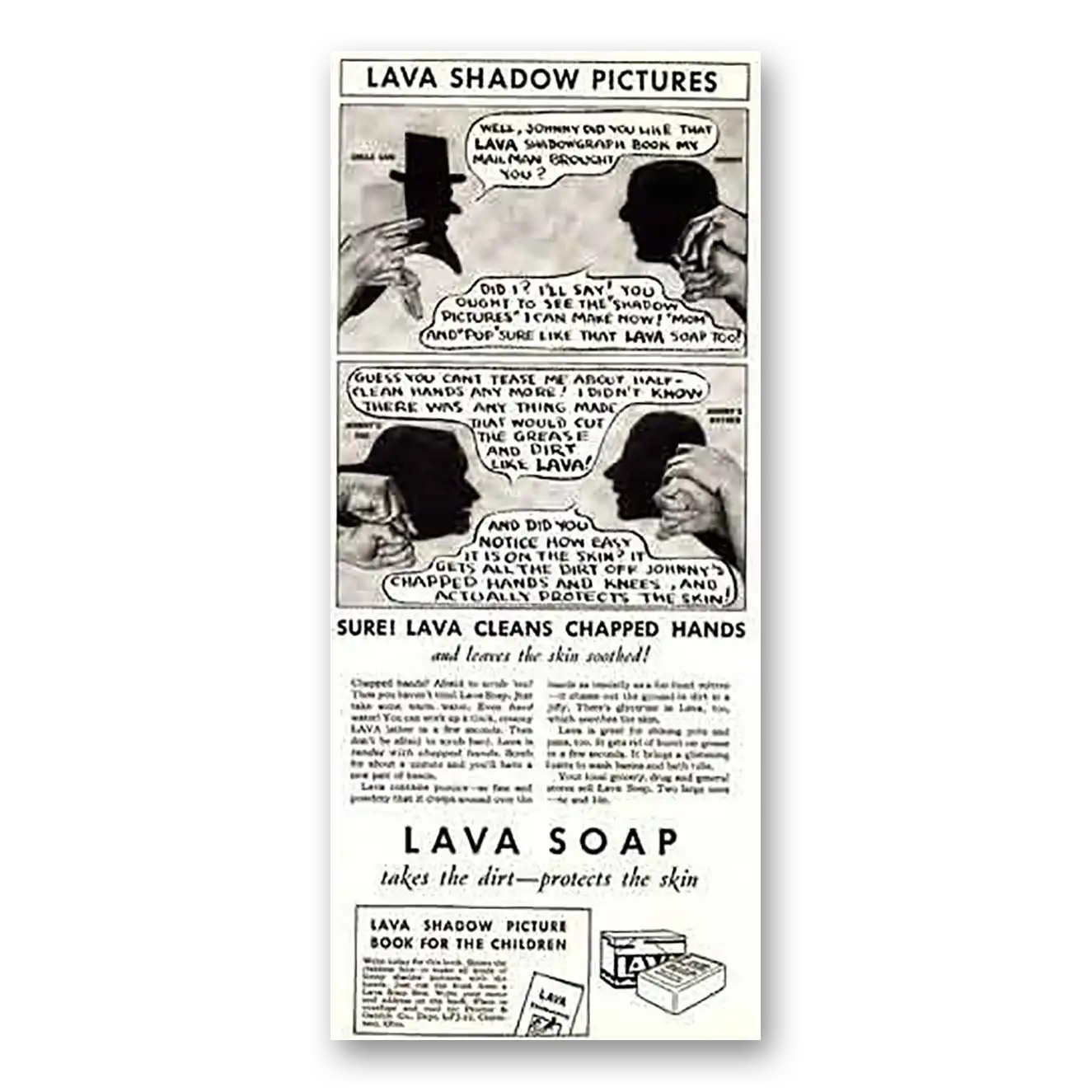 1932 Lava Soap Shadow Pictures Vintage Magazine Print Ad