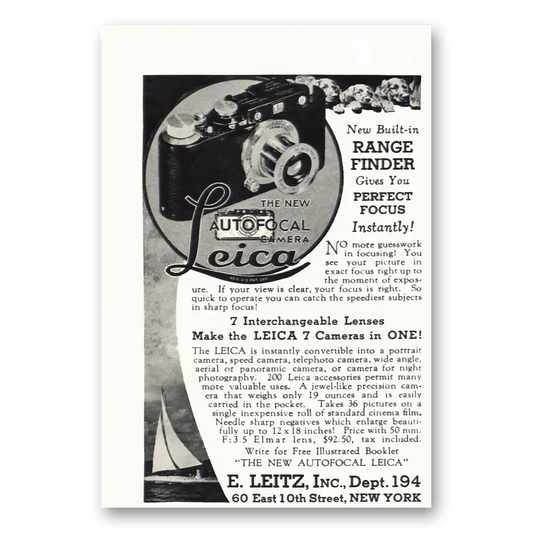 1932 Leica Cameras Camera Range Finder Perfect Focus Vintage Magazine Print Ad