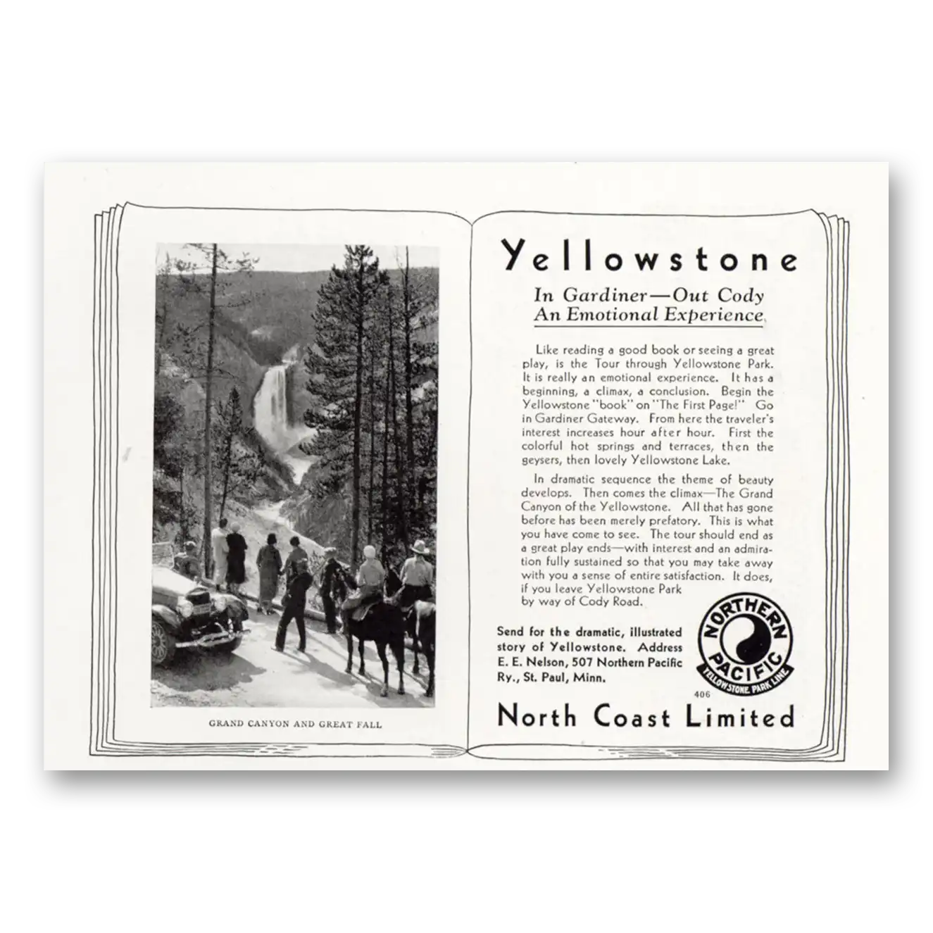 1932 Northern Pacific Railway Gardiner Out Cody Yellowstone Vintage Magazine Print Ad