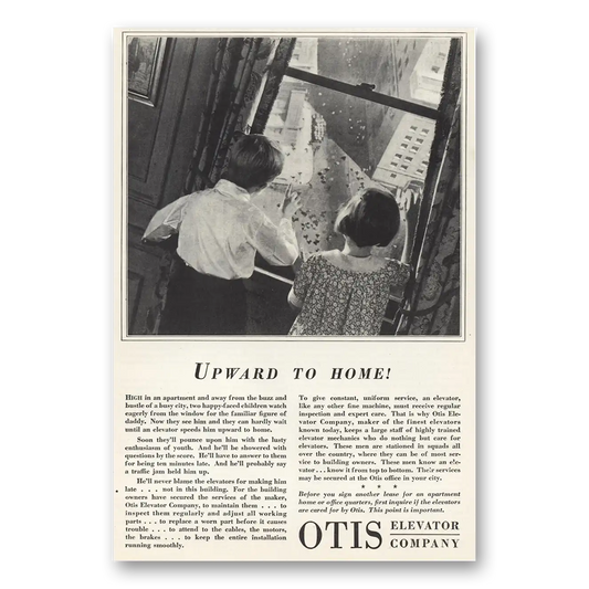 1932 Otis Elevator Upward to Home Vintage Magazine Print Ad