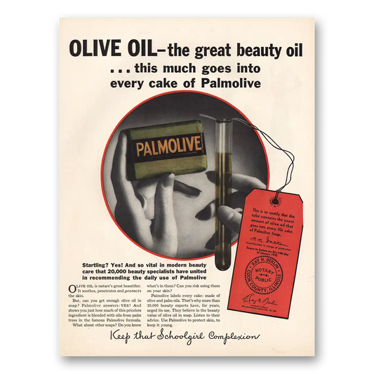 1932 Palmolive Soap Olive Oil Great Beauty Oil Vintage Magazine Print Ad