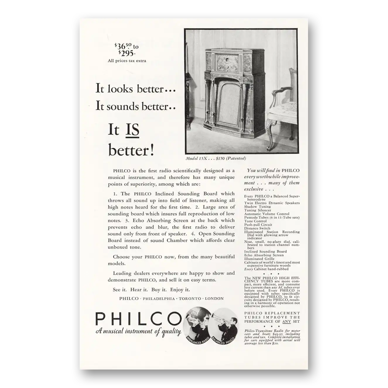 1932 Philco Radio Looks Better It Sounds Better Vintage Magazine Print Ad