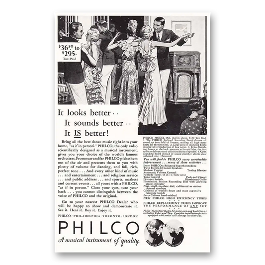 1932 Philco Radio Looks Better It Sounds Better Vintage Magazine Print Ad