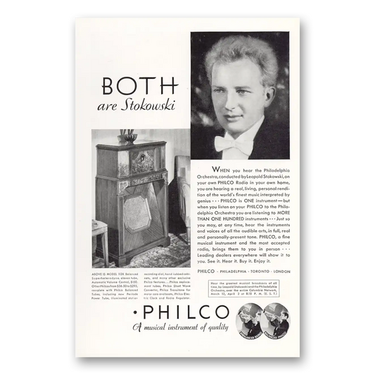 1932 Philco Radio Both Are Stokowski Vintage Magazine Print Ad