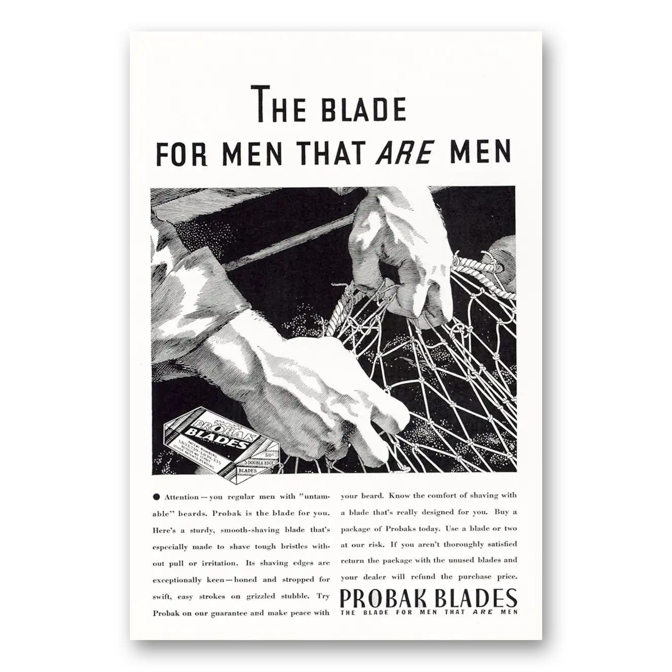 1932 Probak Blades Blade for Men That Are Men Vintage Magazine Print Ad