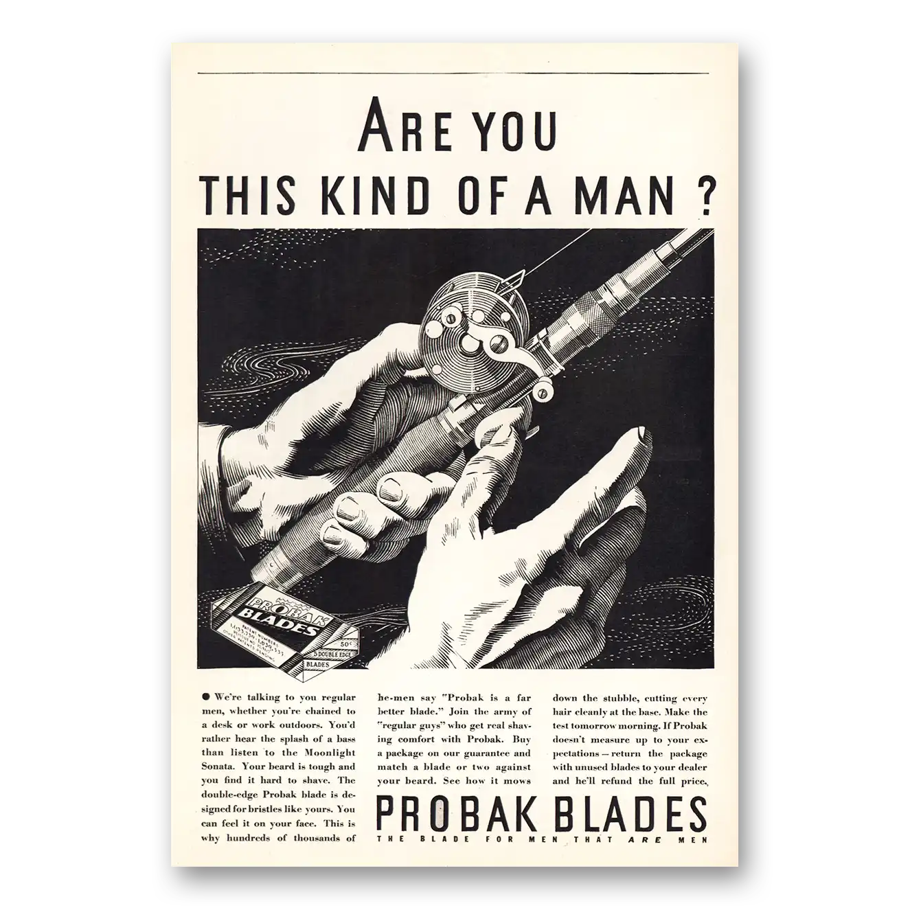 1932 Probak Blades Are You This Kind of Man Vintage Magazine Print Ad