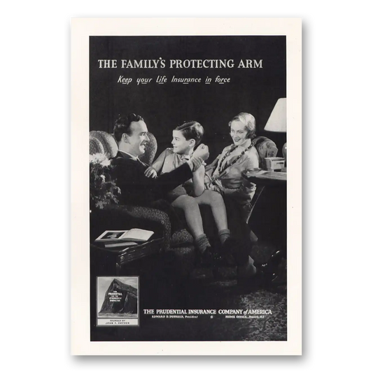 1932 Prudential Insurance Familys Protecting Arm Vintage Magazine Print Ad