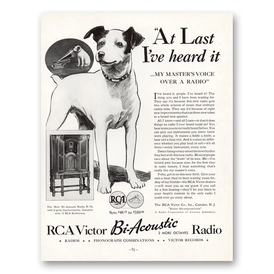 1932 RCA Victor Bi Acoustic Radio At Last Ive Heard It Vintage Magazine Print Ad