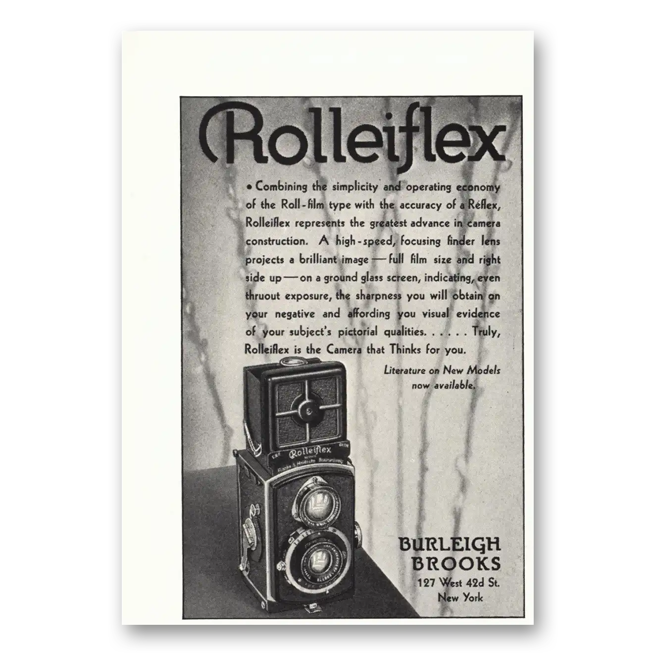 1932 Rolleiflex Camera Combining the Simplicity Vintage Magazine Print Ad