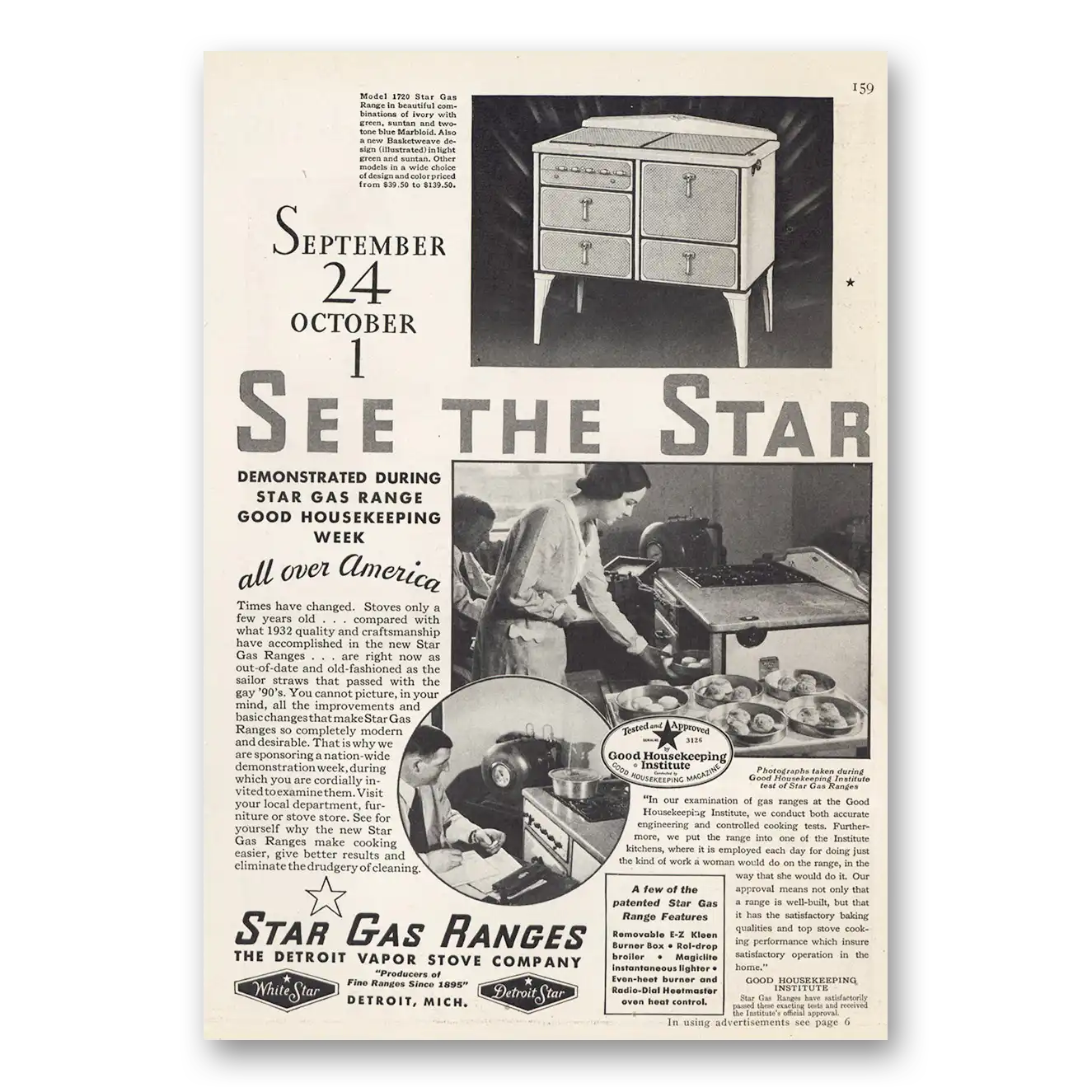 1932 Star Gas Ranges See the Star Vintage Magazine Print Ad