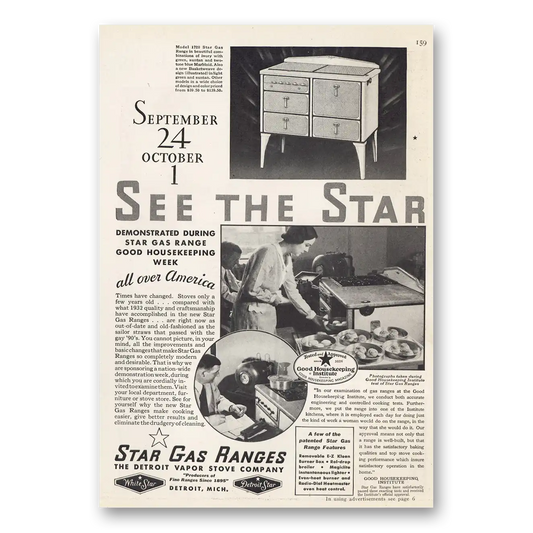 1932 Star Gas Ranges See the Star Vintage Magazine Print Ad