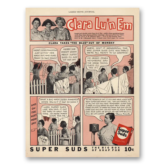 1932 Super Suds Clara Lu n Em Vintage Magazine Print Ad